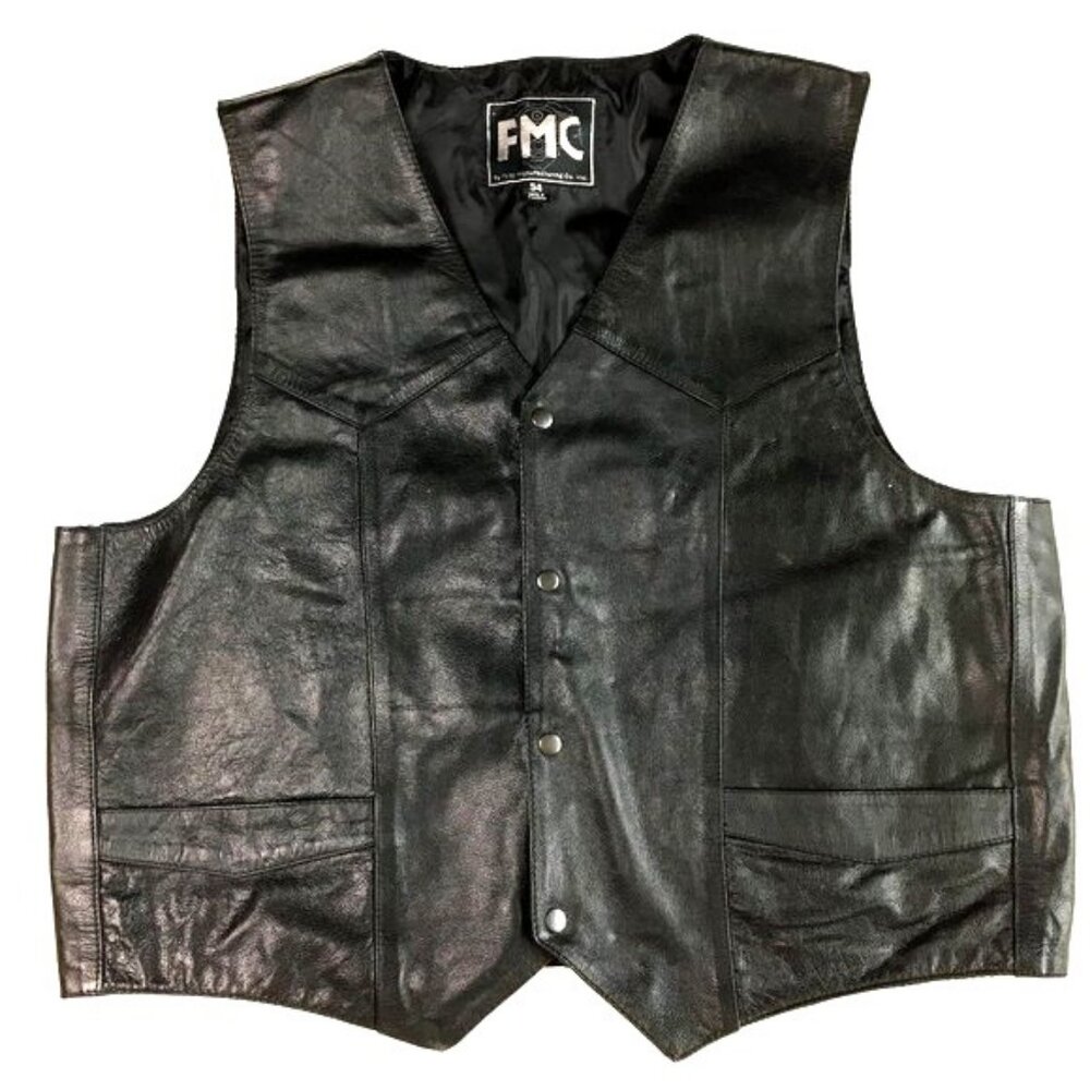 First Manufacturing Moto Western Leather Vest Sz 54 EUC VTG *